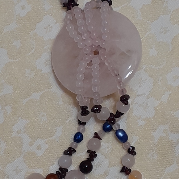 Multi semi-precious gemstone and pearl necklace - Picture 8 of 8